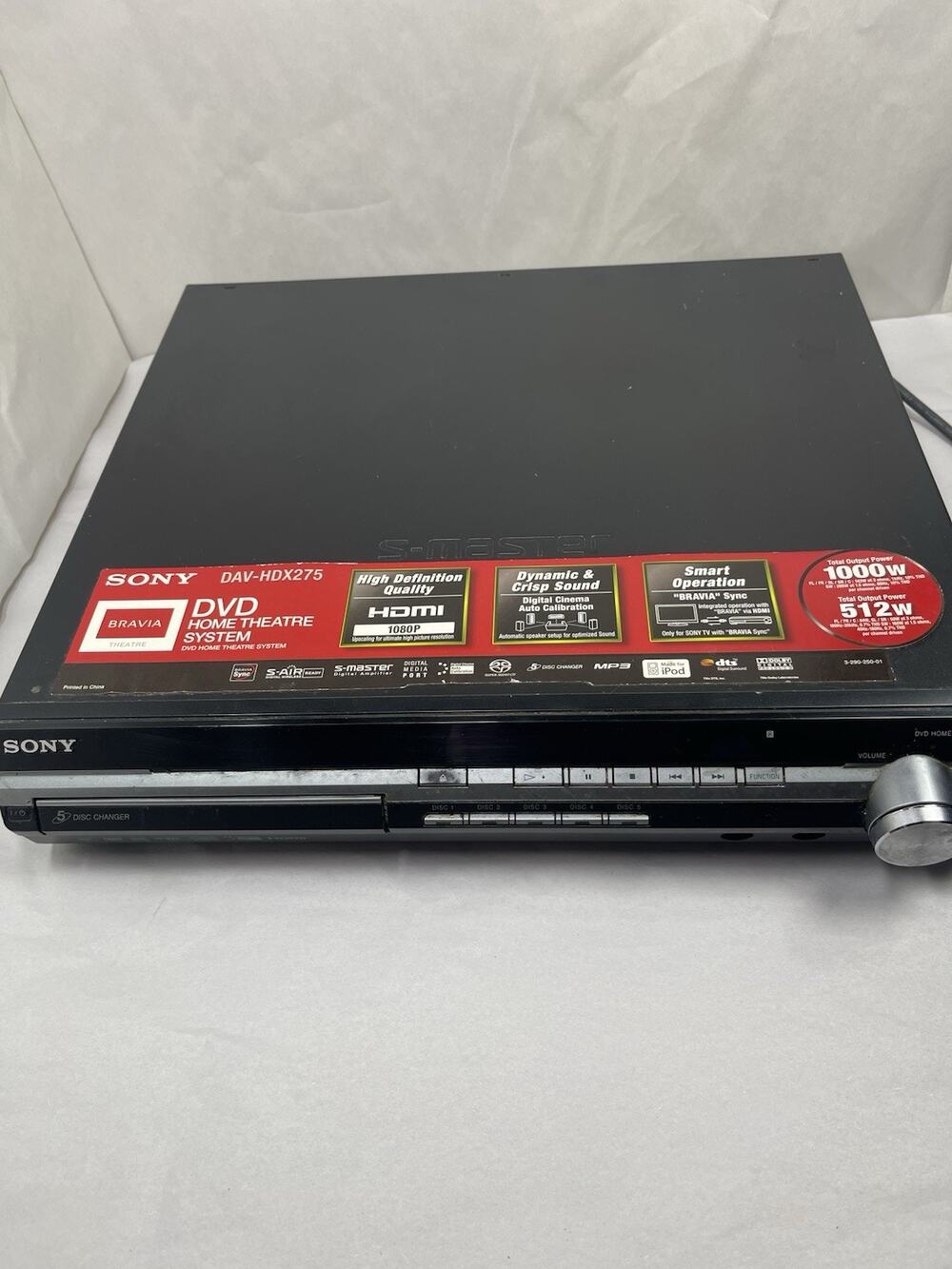 Sony DAV-HDX275 DVD Home Theater Receiver 5 Disc HDMI Tested